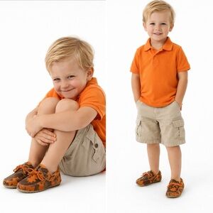 VENETTINI 55 Scott Toddler Camo Loafer Shoes - Tan/Orange Euro  24 -US 7.5/8💛
